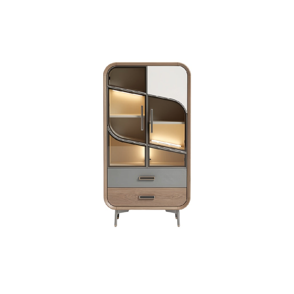 Stylish Modern Cabinet with LED Lighting and Unique Curved Design