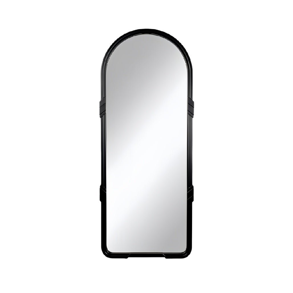 Modern Arched Black Floor Mirror with Minimalist Design